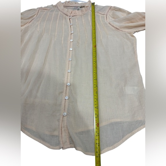 Faherty Womens Willa Blouse Vanilla Cream Light Peach Organic Cotton Size Large - Picture 12 of 12